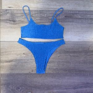 Shein Blue Ribbed Bikini